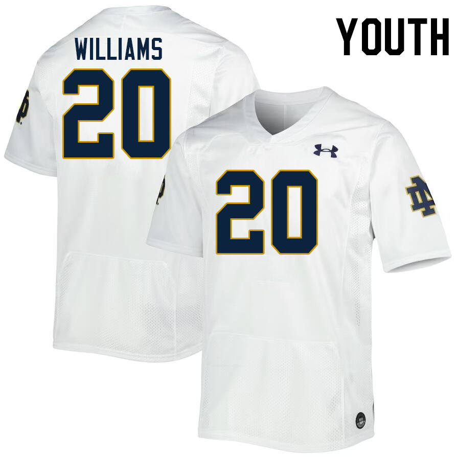 Youth #20 Aneyas Williams Notre Dame Fighting Irish College Football Jerseys Stitched-White